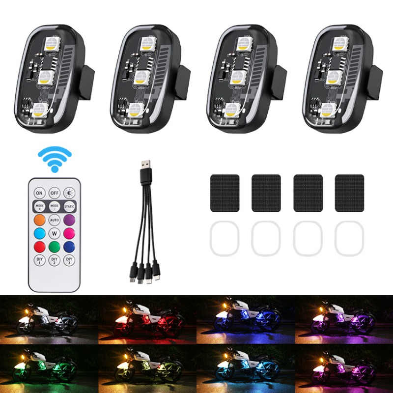 Drone Led Light - ドローン・バイク用RGB LEDストロボライト、リモコン付きLEDフラッシュワイヤレスライト、車・自転車・バイク用警告灯